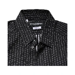 Black GOLD Patterned Cotton Men Dress Shirt