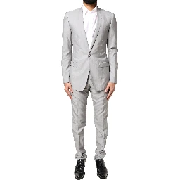 Light Gray Wool GOLD 2 Piece Formal Suit