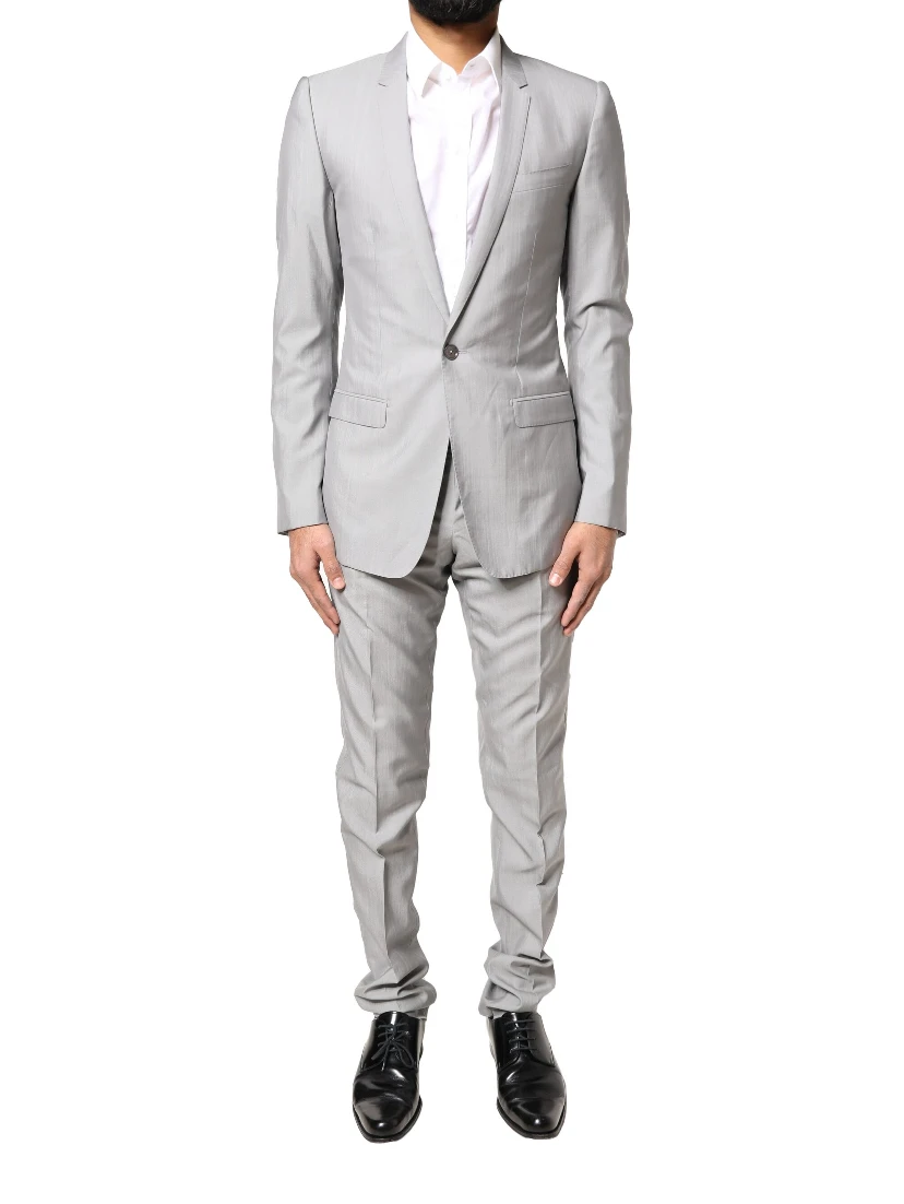 Light Gray Wool GOLD 2 Piece Formal Suit