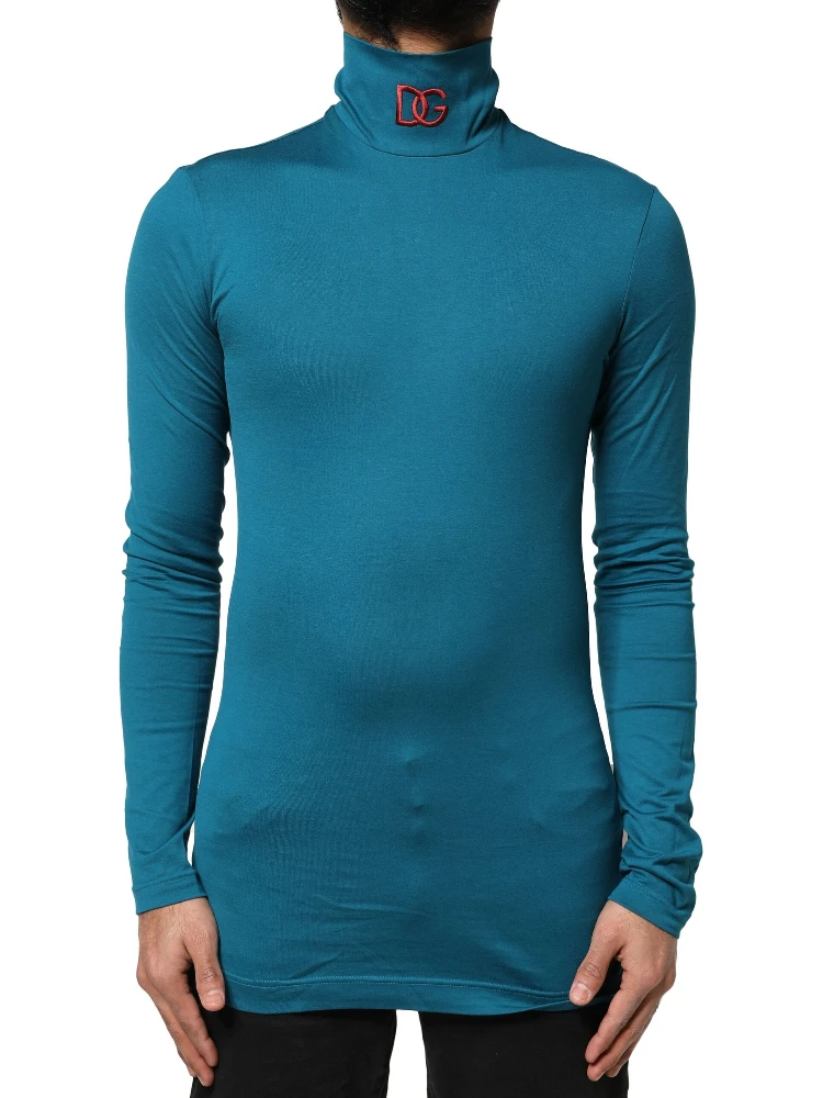 Blue Cotton Turtleneck Long Sleeves Sweater alternative
