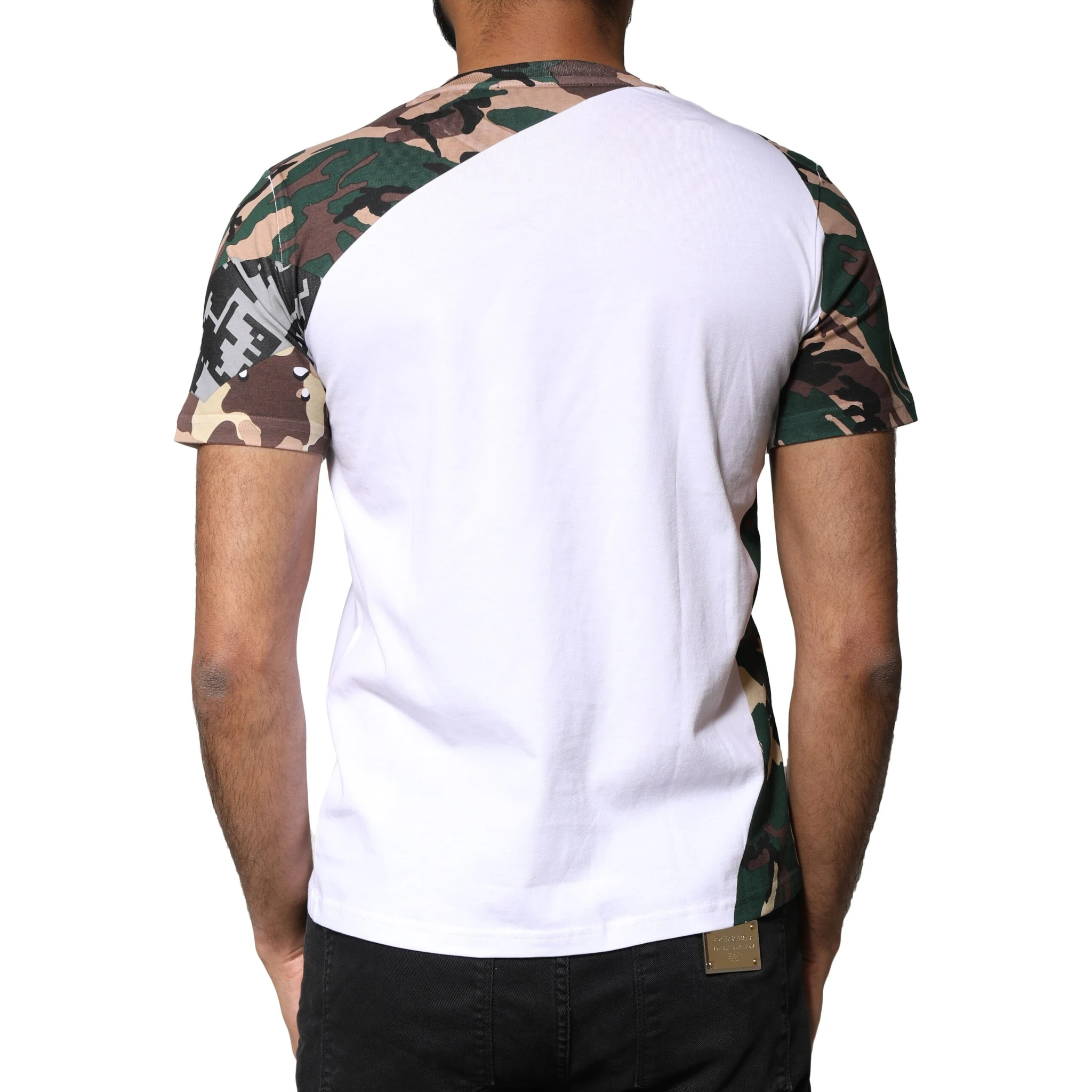 White Camouflage Stars Crew Neck T-shirt