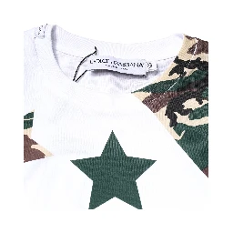 White Camouflage Stars Crew Neck T-shirt