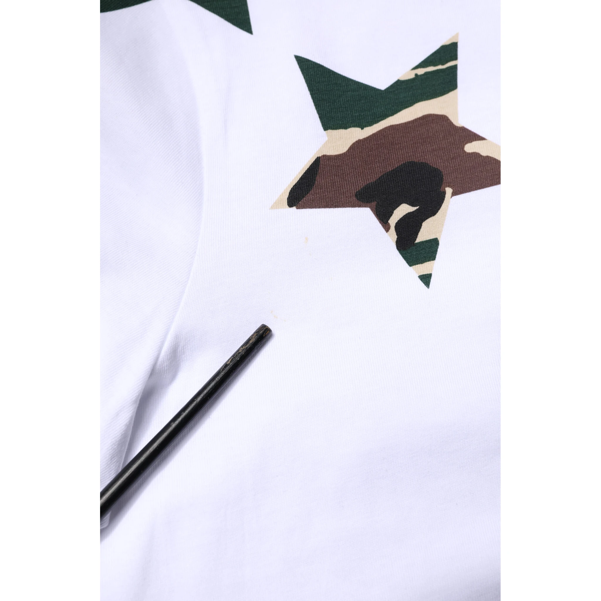 White Camouflage Stars Crew Neck T-shirt