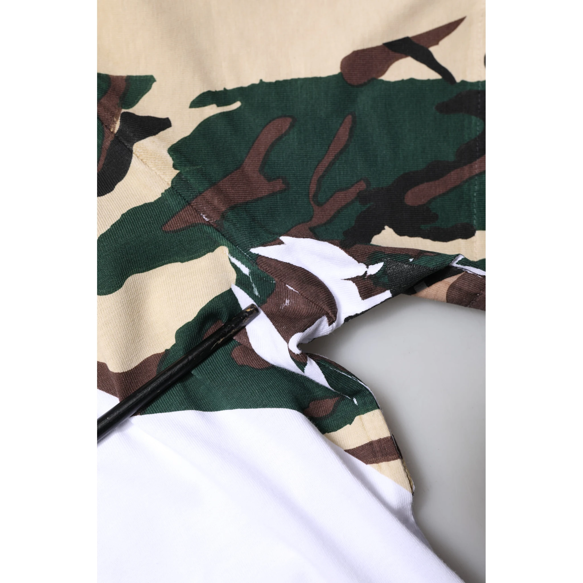 White Camouflage Stars Crew Neck T-shirt