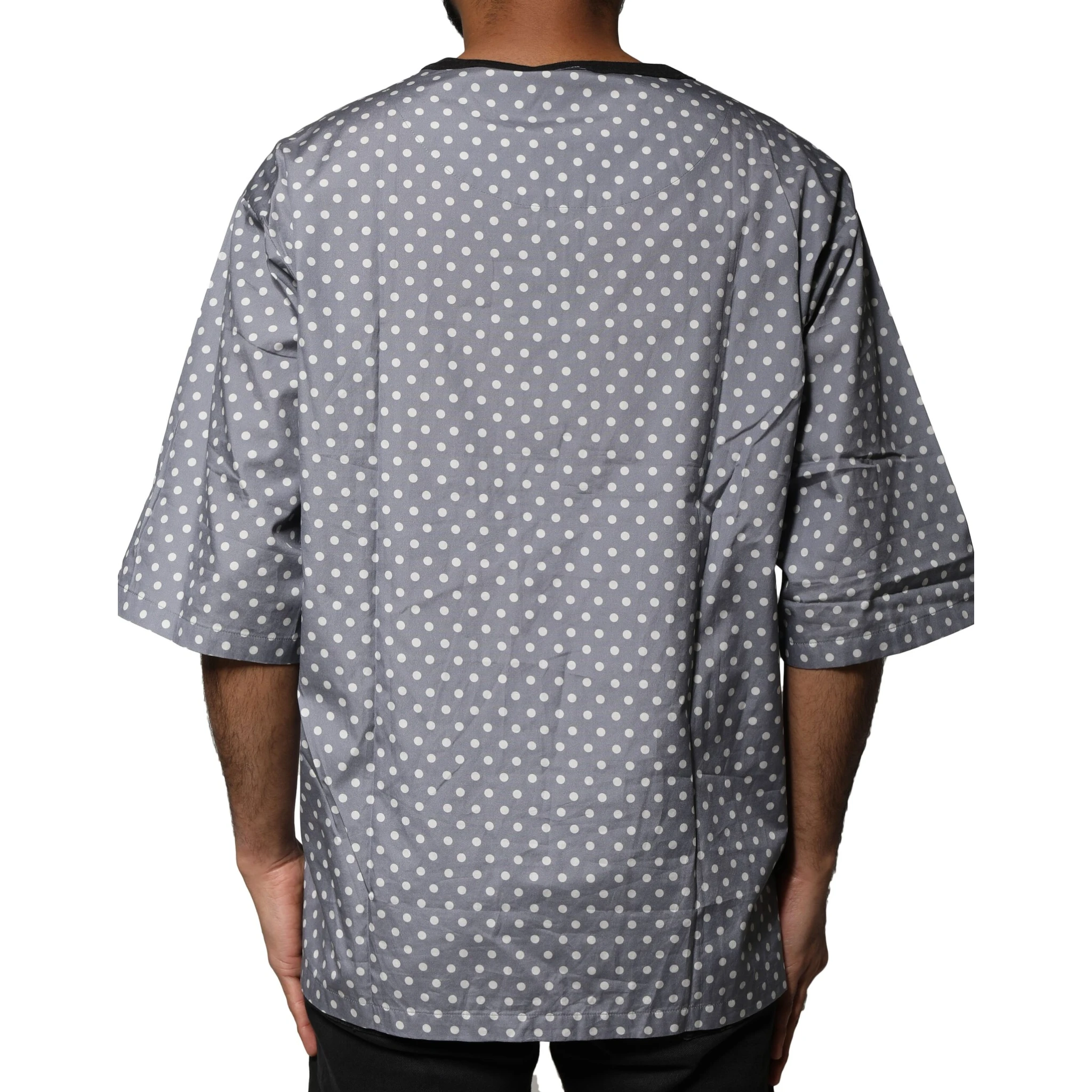 Gray Polka Dot Pin-Up Print Crew Neck T-shirt