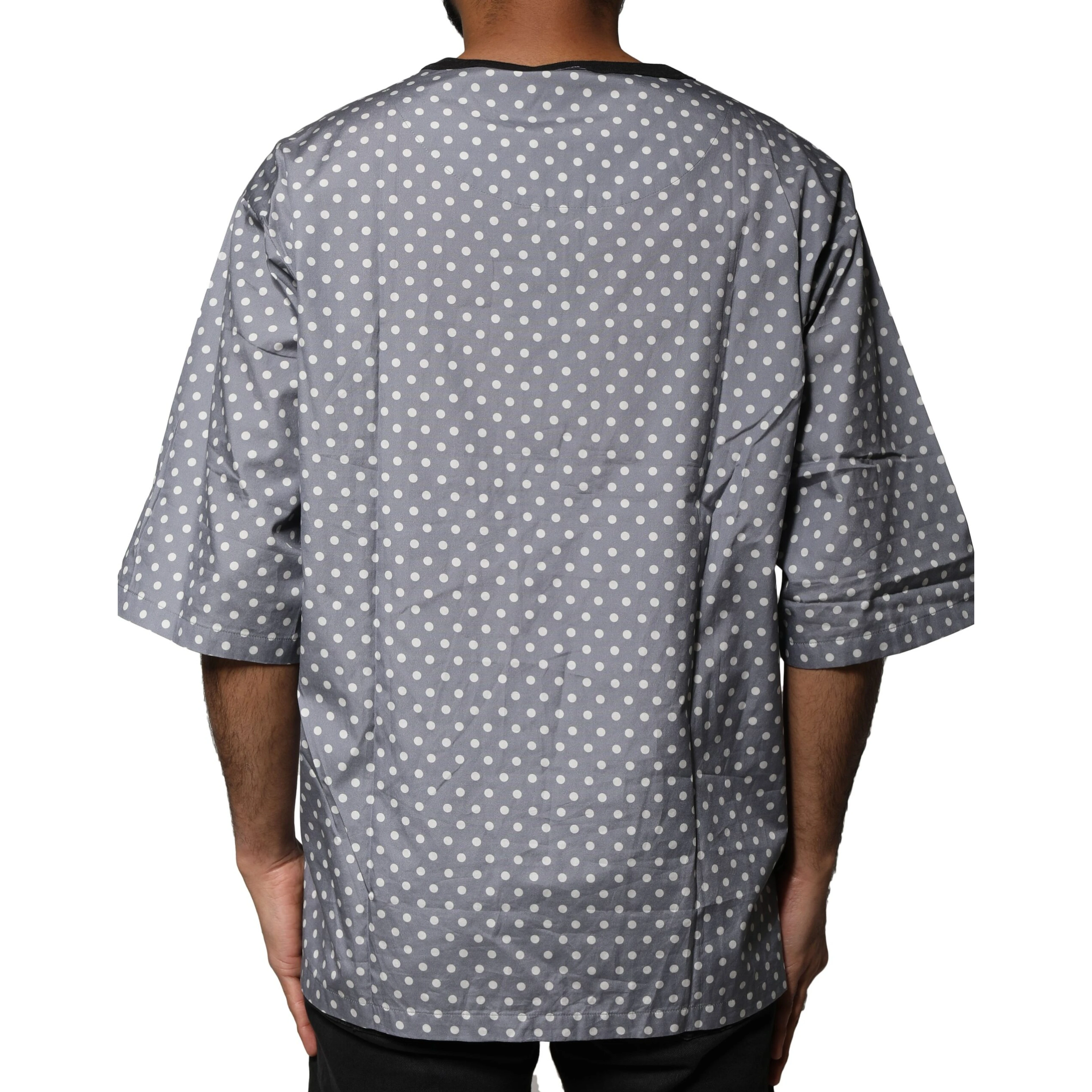 Gray Polka Dot Pin-Up Print Crew Neck T-shirt