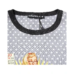 Gray Polka Dot Pin-Up Print Crew Neck T-shirt