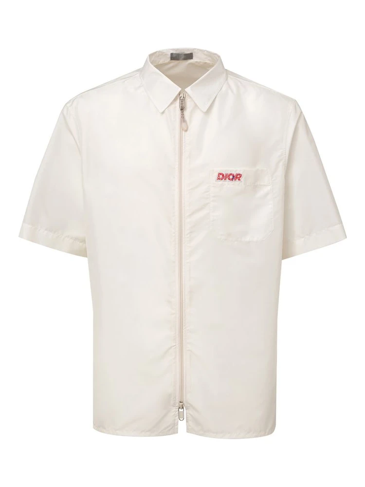 White Polyester Shortsleeve Shirt