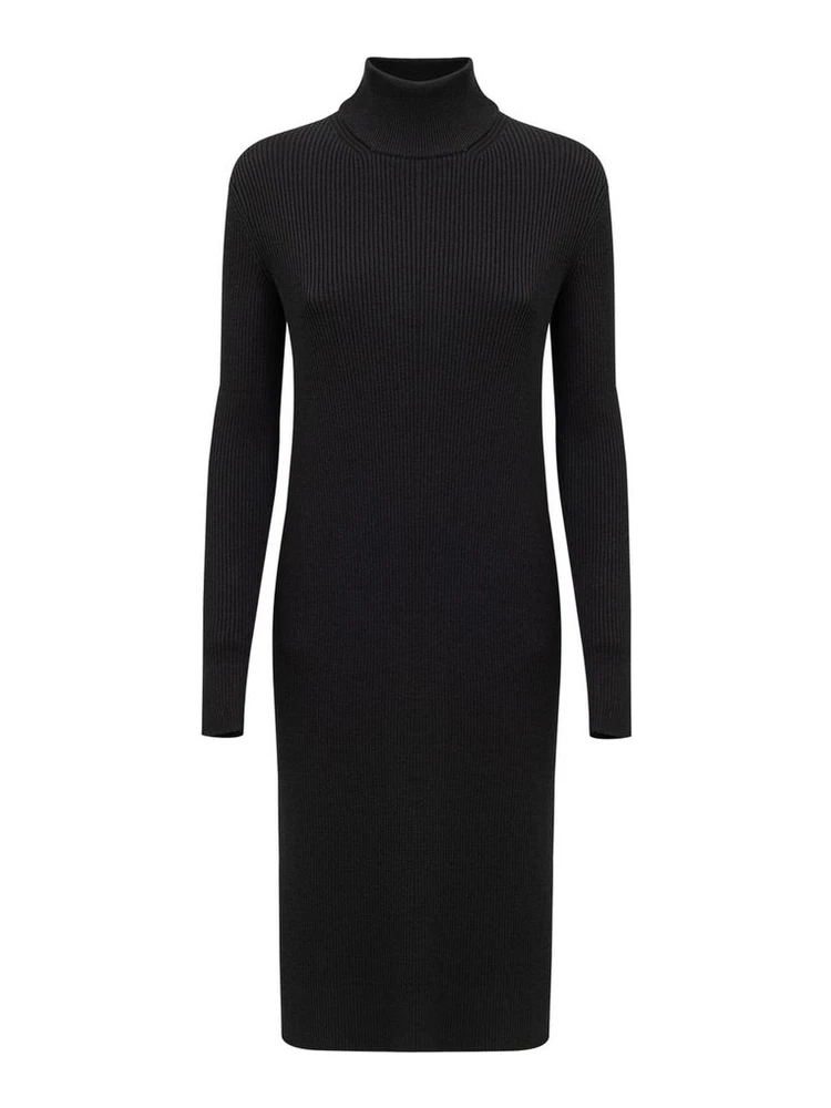 Black Wool Long Dress