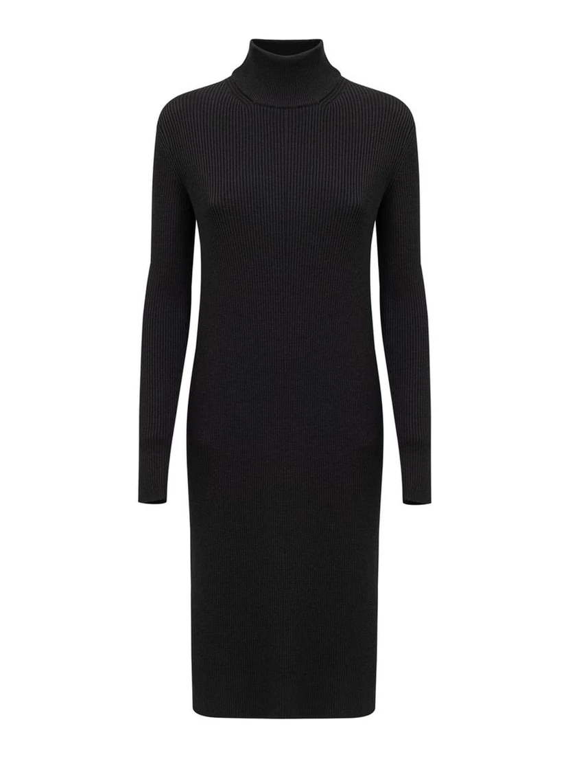 Black Wool Long Dress