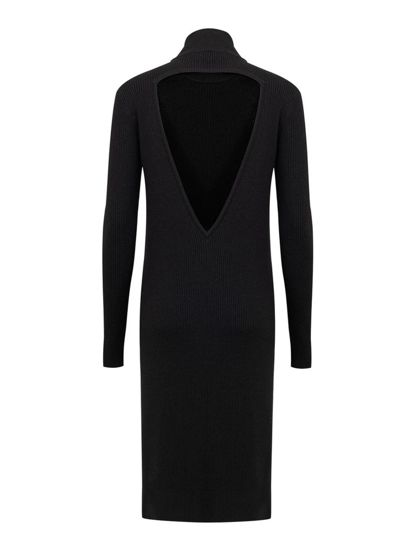 Black Wool Long Dress