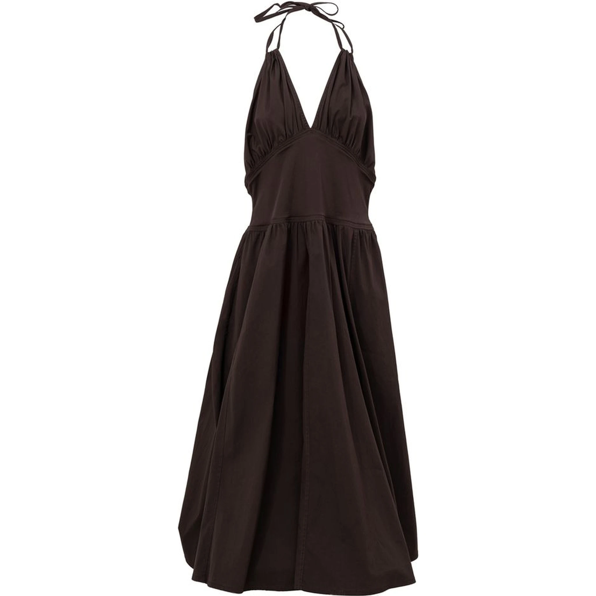 Brown Cotton Long Dress