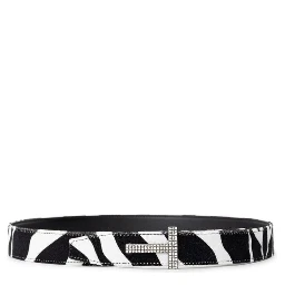 Black And White Leather Regular Belt