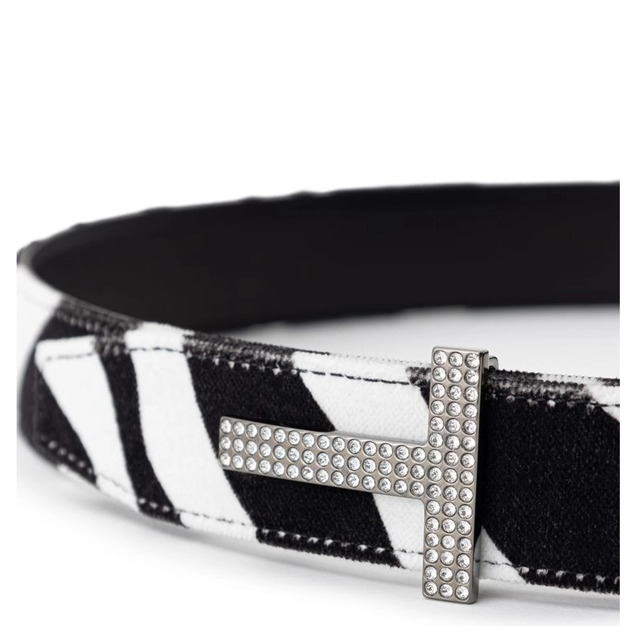 Black And White Leather Regular Belt