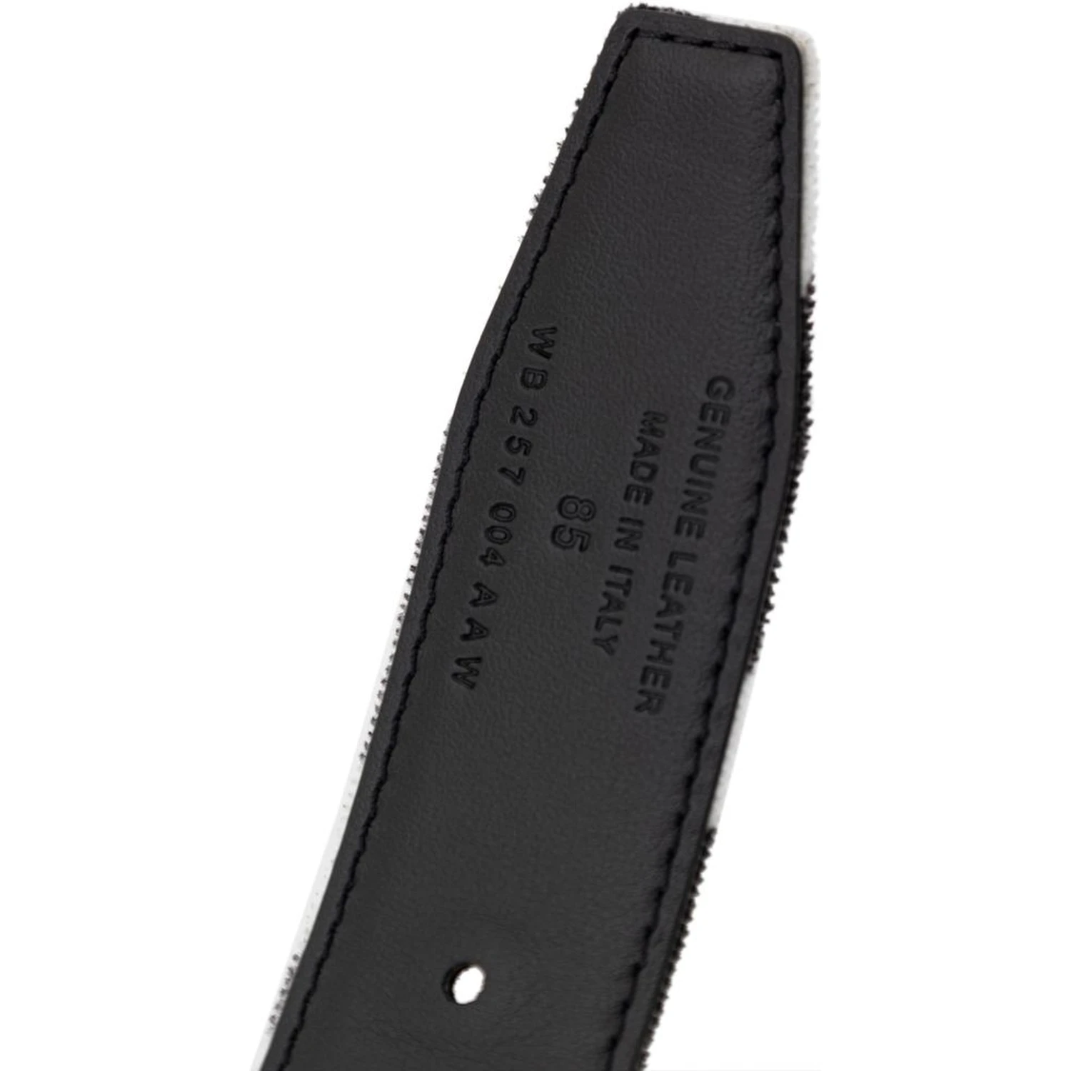 Black And White Leather Regular Belt