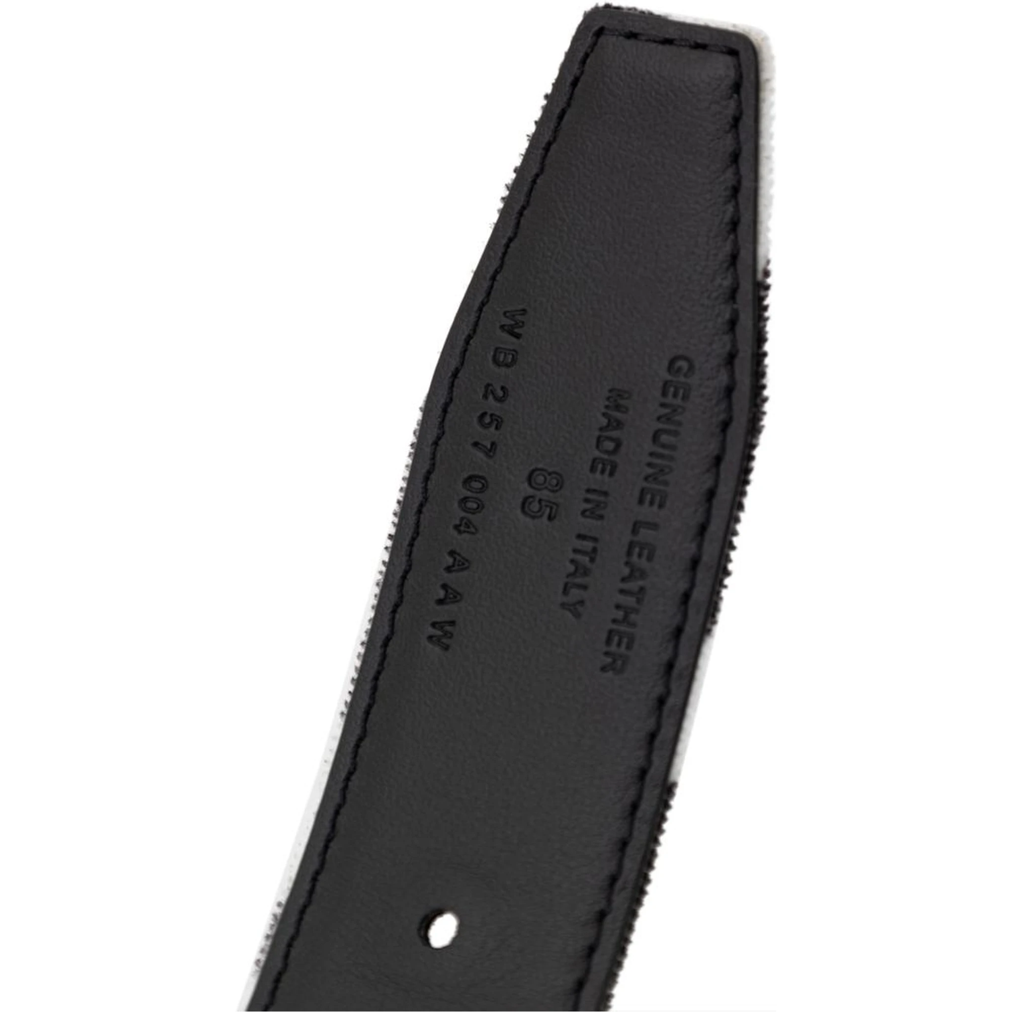 Black And White Leather Regular Belt