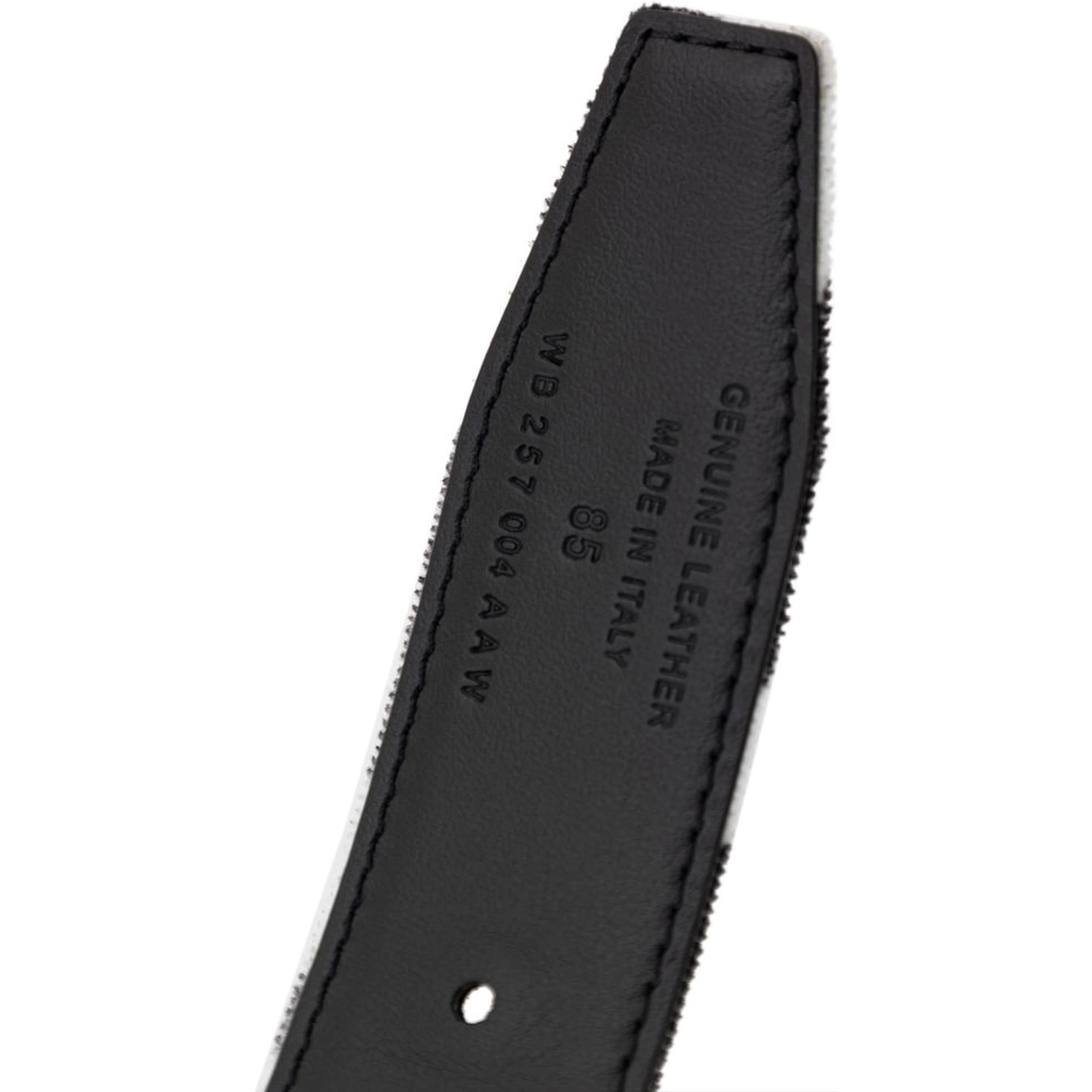 Black And White Leather Regular Belt