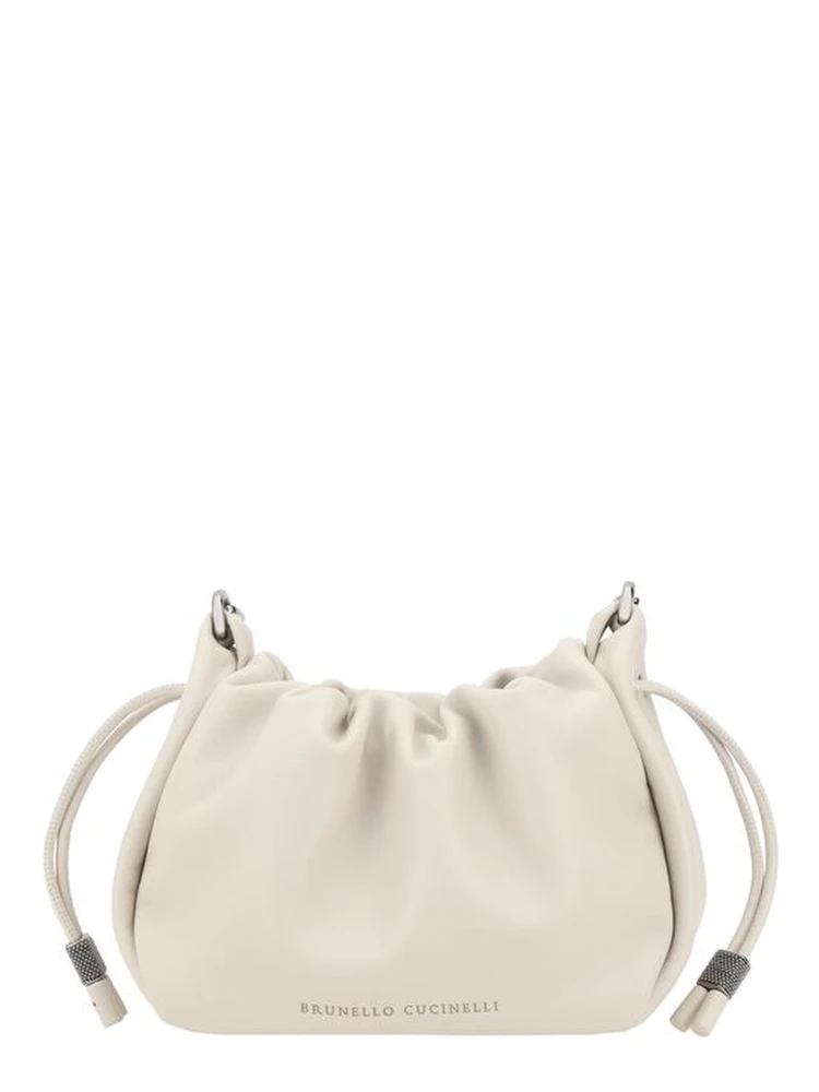 Beige Calf Leather Bos Taurus Shoulder Bag