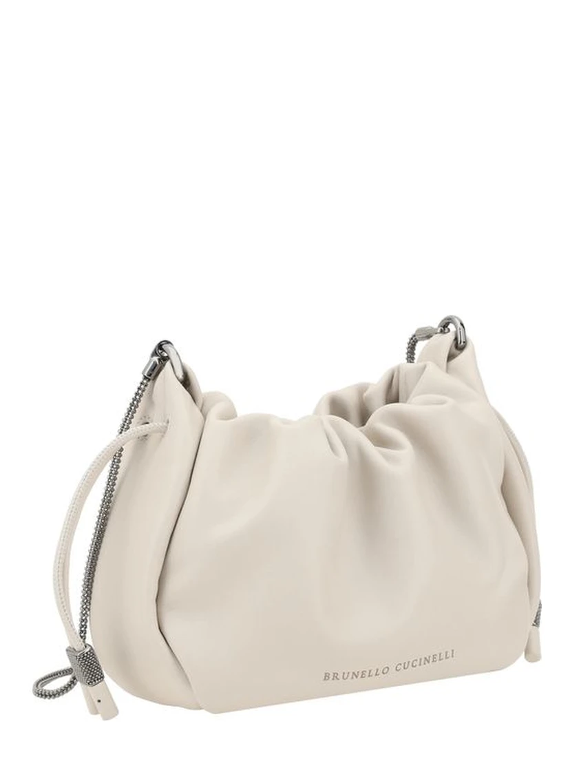 Beige Calf Leather Bos Taurus Shoulder Bag
