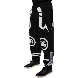 Black Logo Cotton Jogger Sweatpants Pants