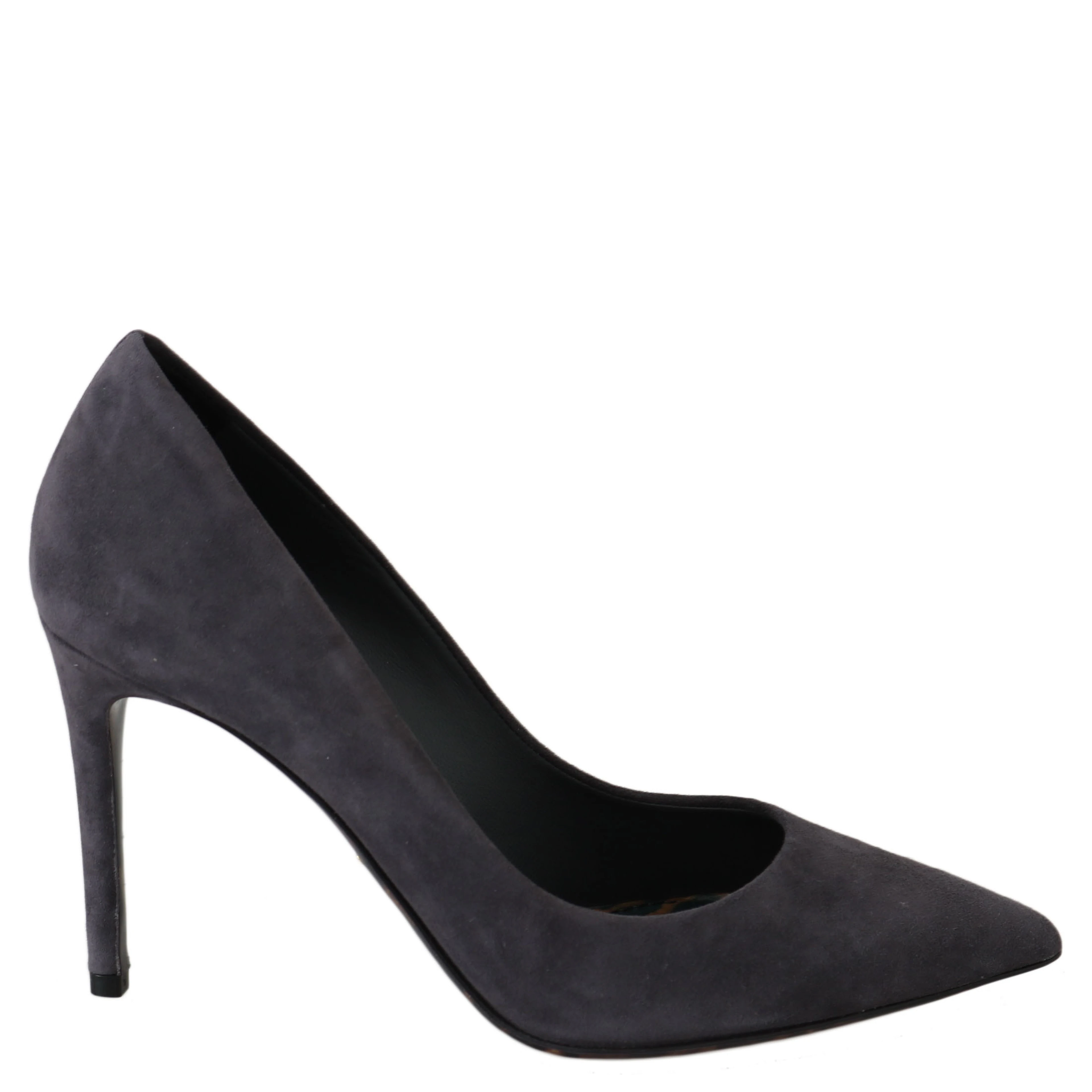 Gray Suede Leather Stiletto Shoes Heels
