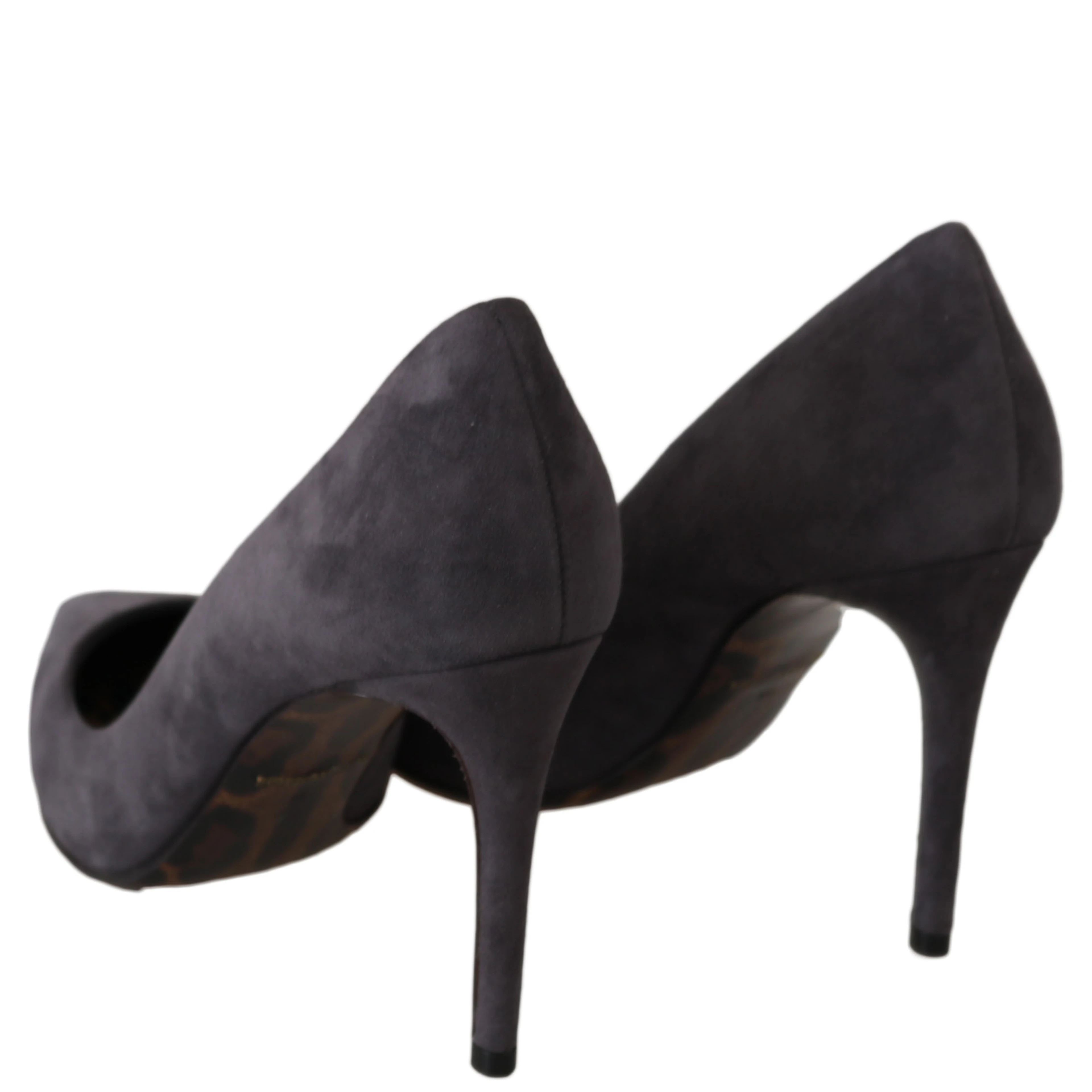 Gray Suede Leather Stiletto Shoes Heels