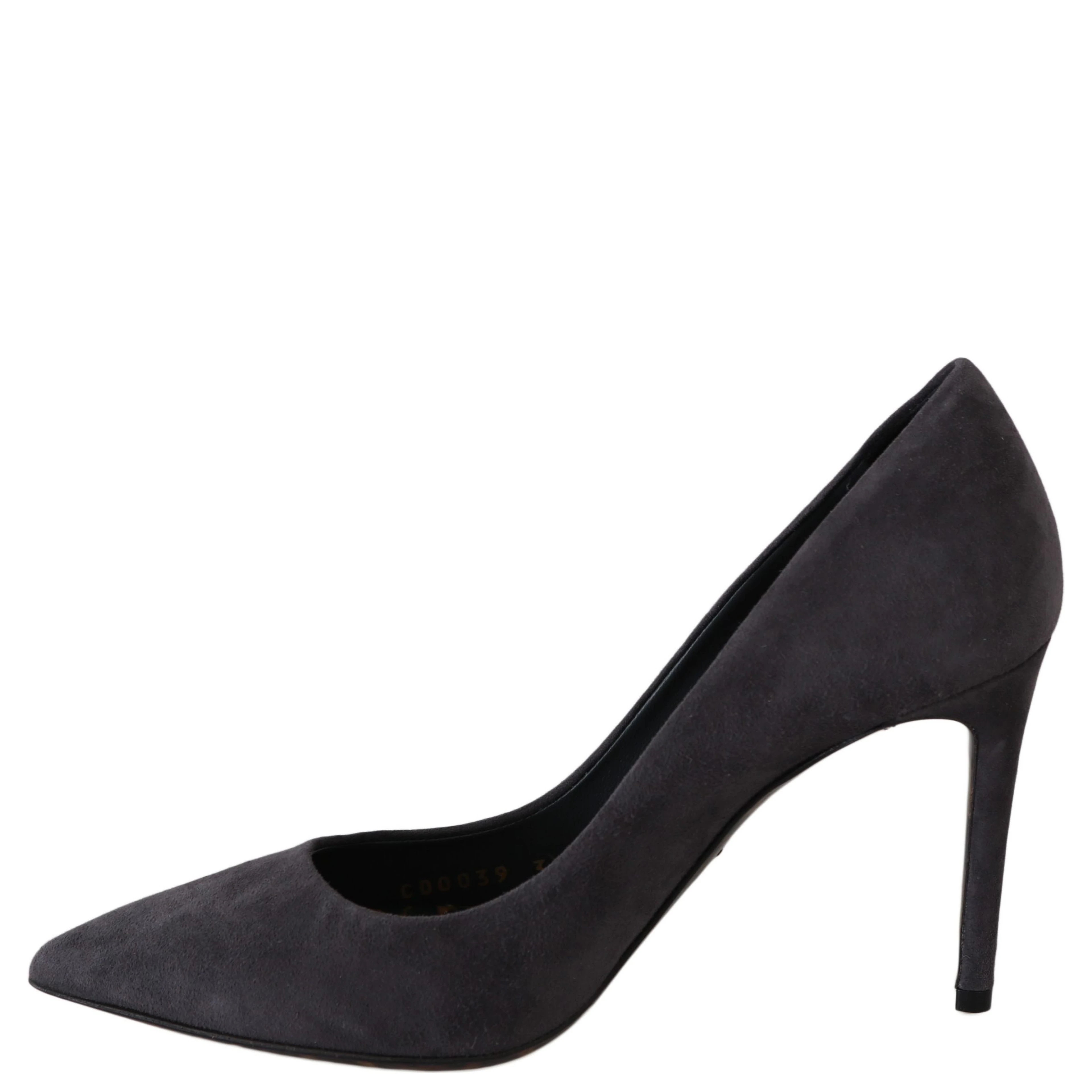 Gray Suede Leather Stiletto Shoes Heels