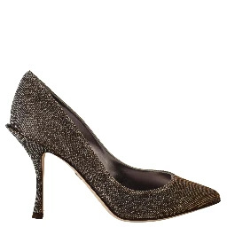 Gold Silver Fabric Heels Pumps Shoes