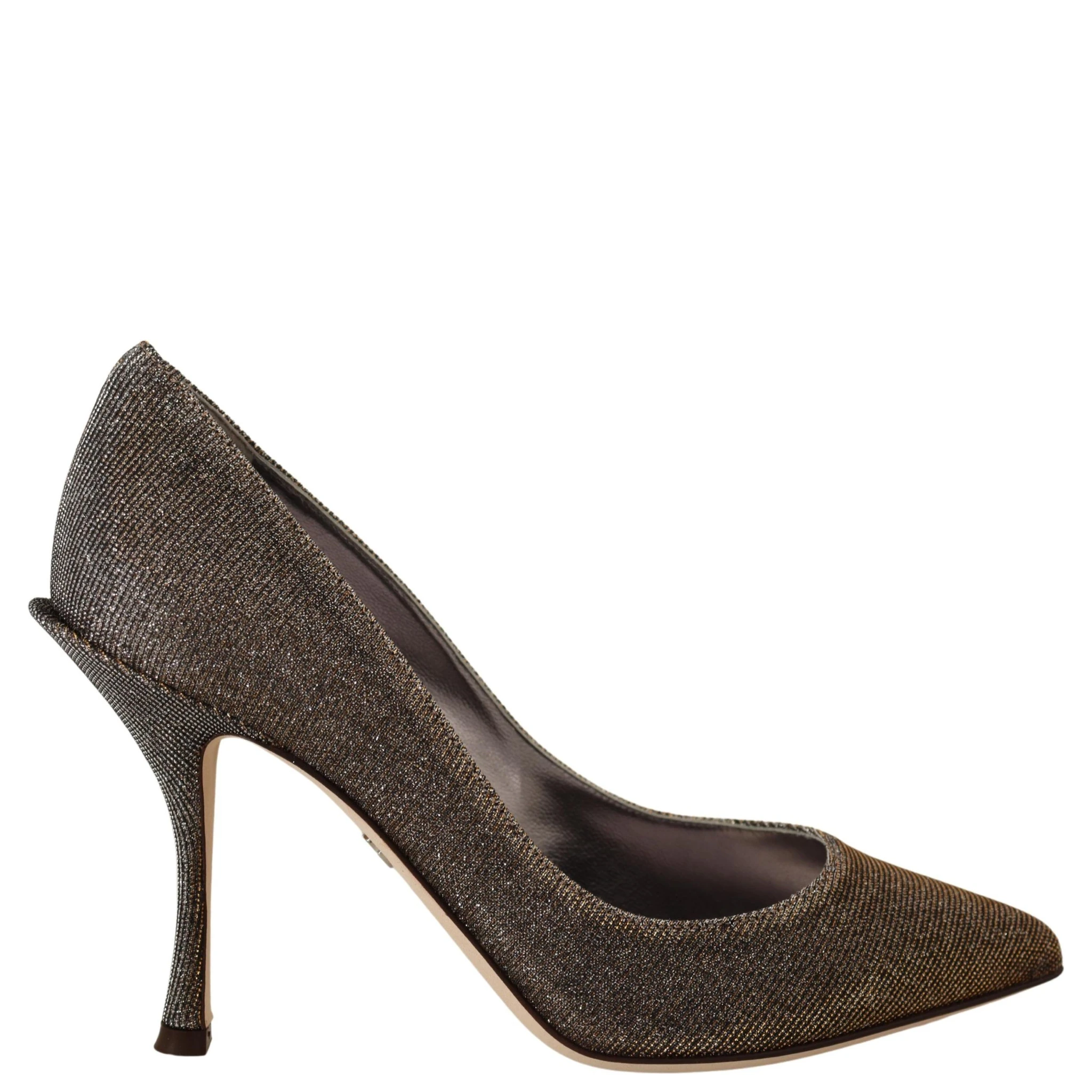 Gold Silver Fabric Heels Pumps Shoes