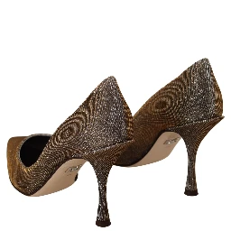 Gold Silver Fabric Heels Pumps Shoes