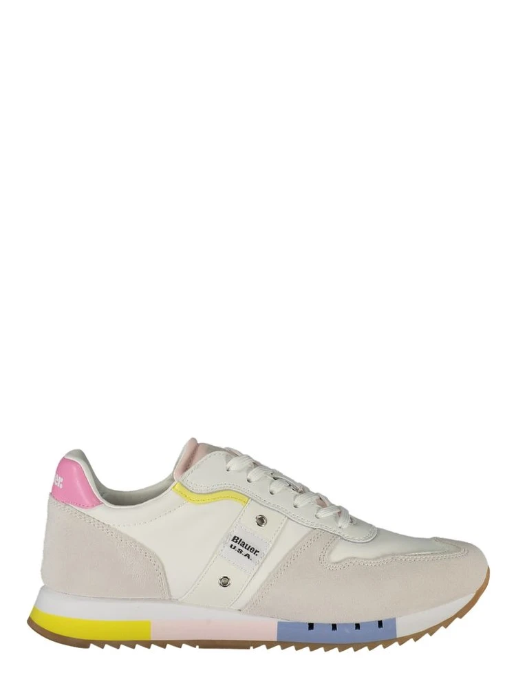 Leather Suede Panel Trainers In Multi