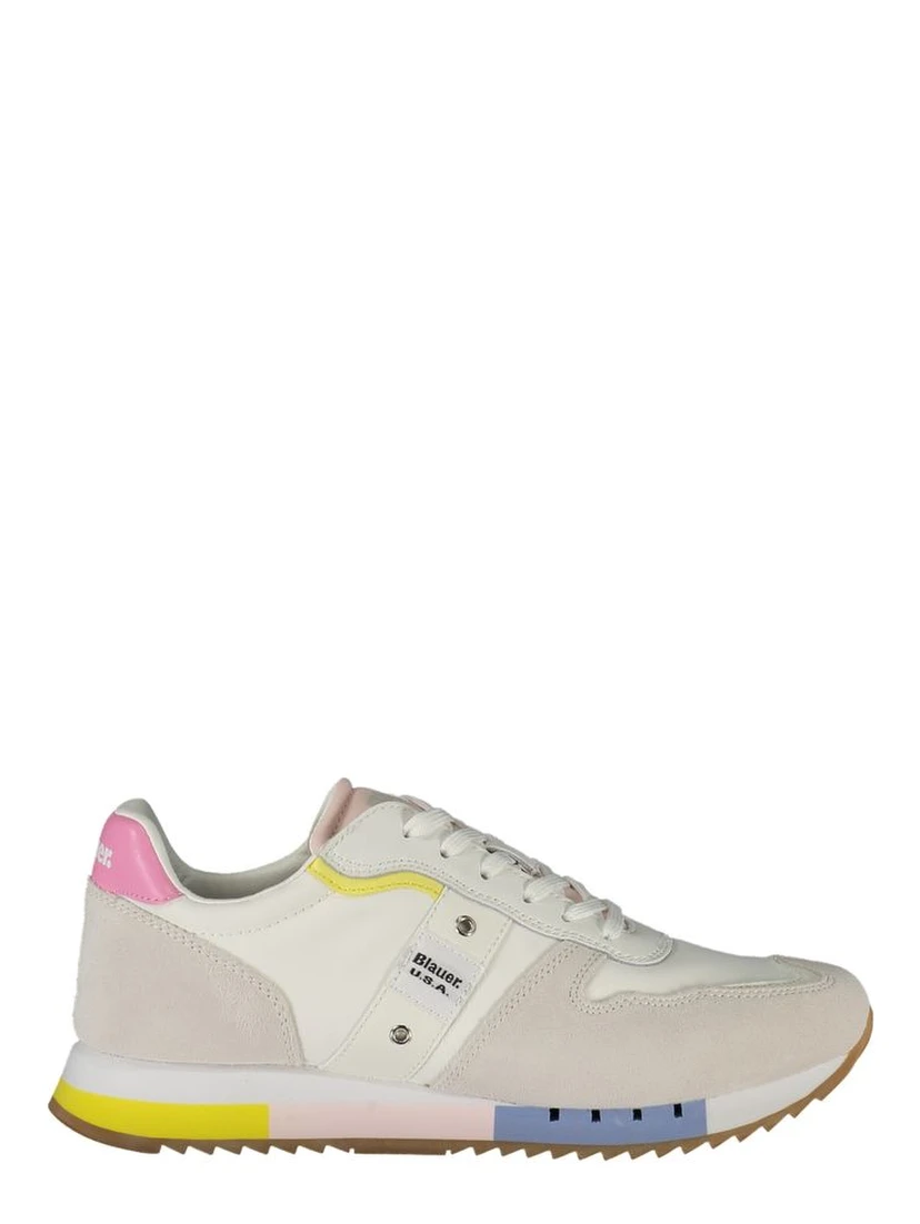 Leather Suede Panel Trainers In Multi