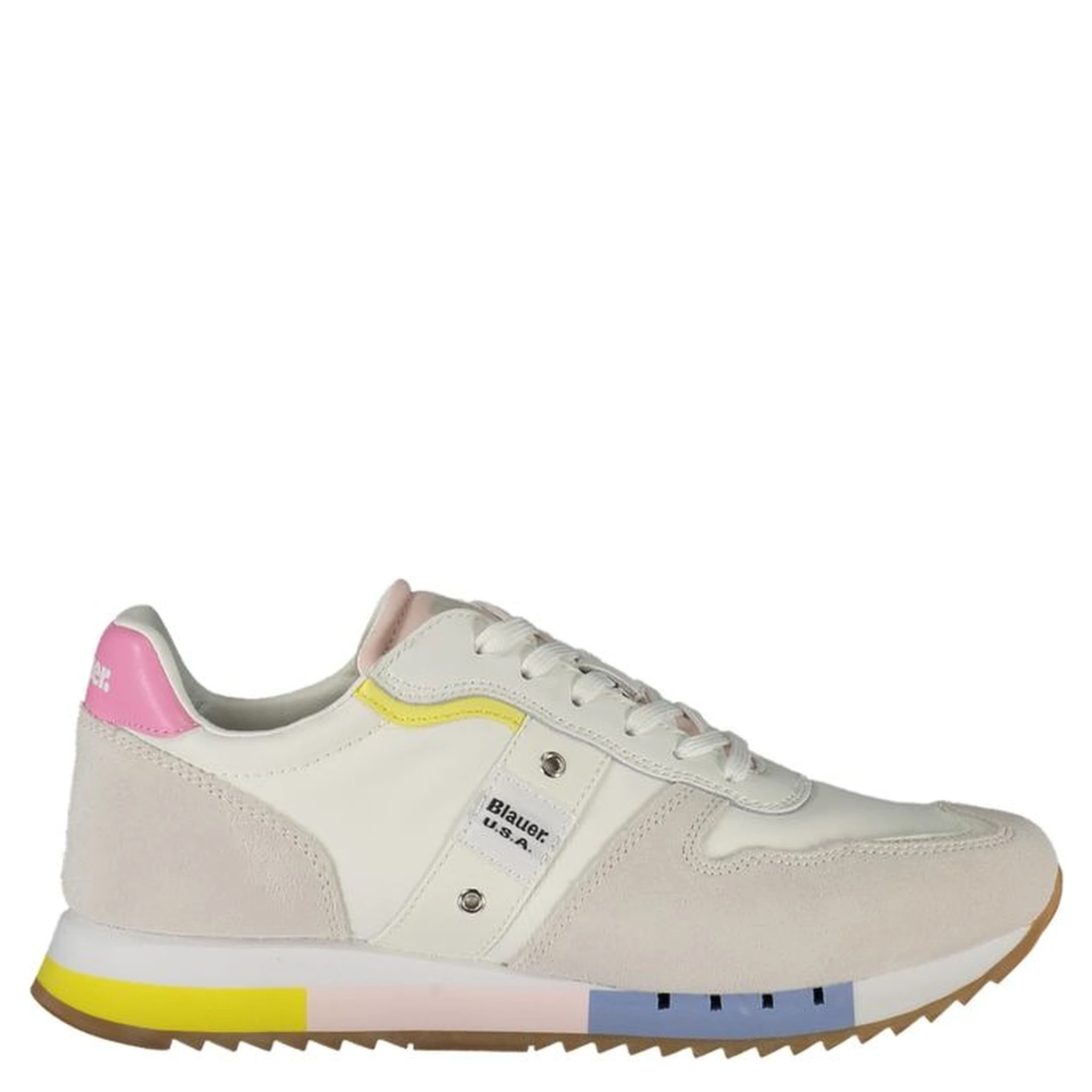 Leather Suede Panel Trainers In Multi