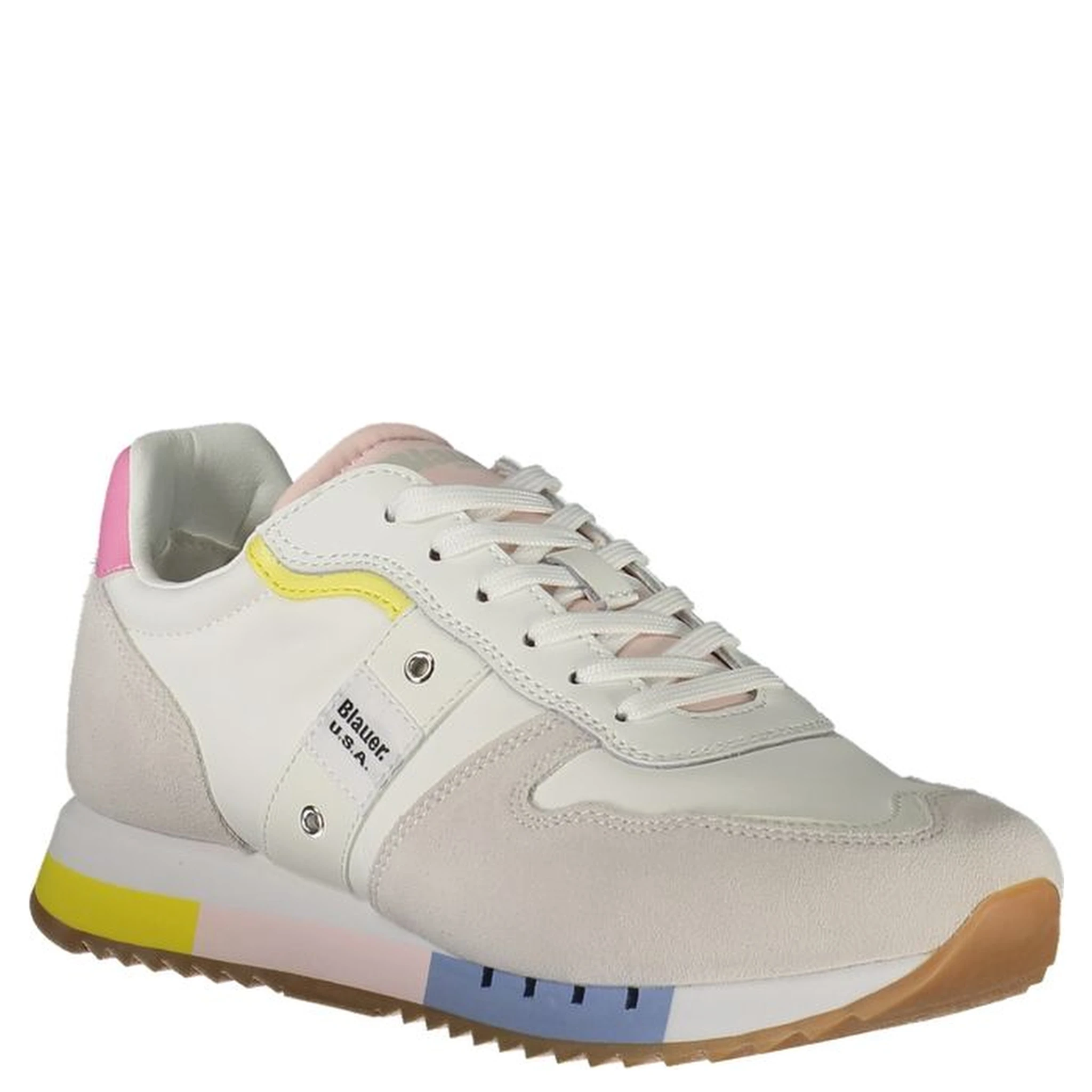 Leather Suede Panel Trainers In Multi