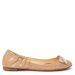 Beige Patent Leather Ballet Flats