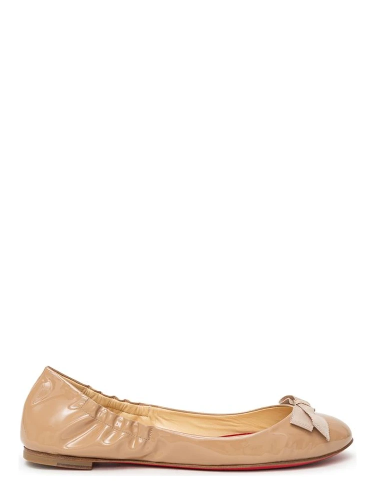 Beige Patent Leather Ballet Flats