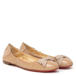 Beige Patent Leather Ballet Flats