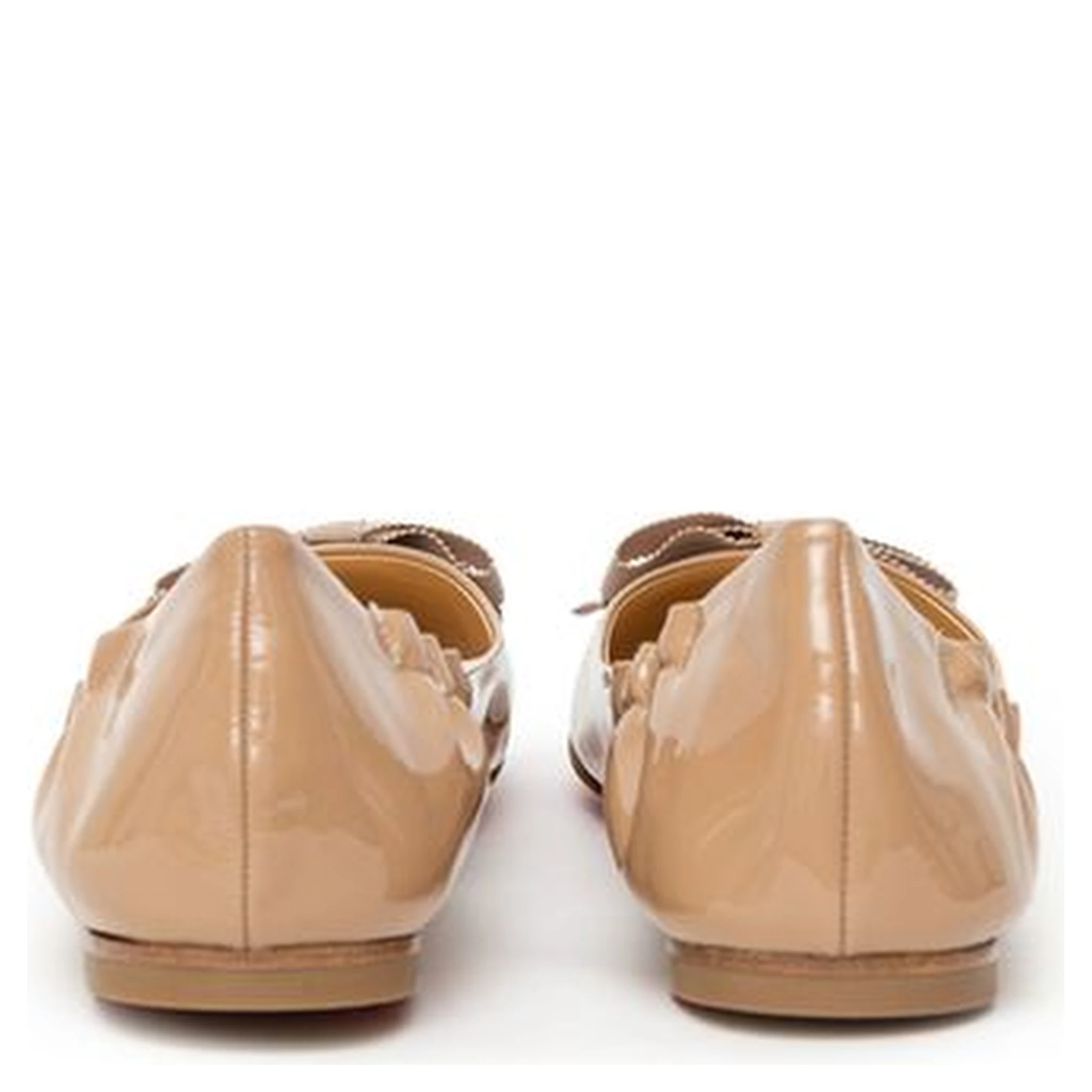 Beige Patent Leather Ballet Flats