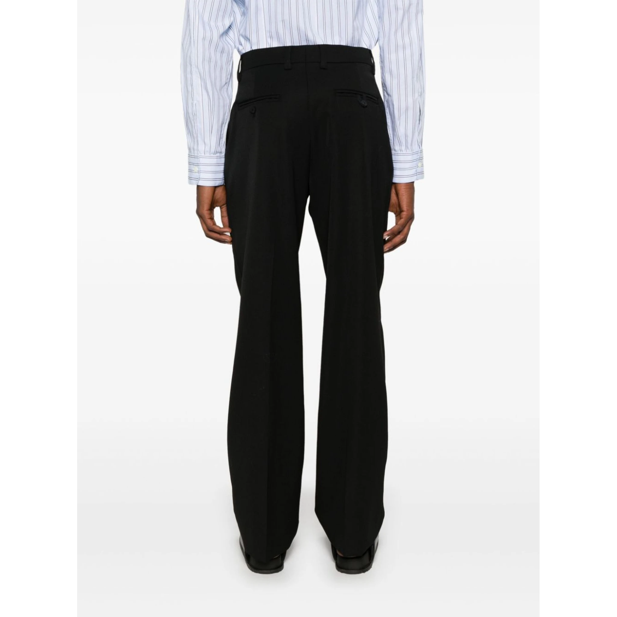 Luxurious Virgin Wool Trousers In Black