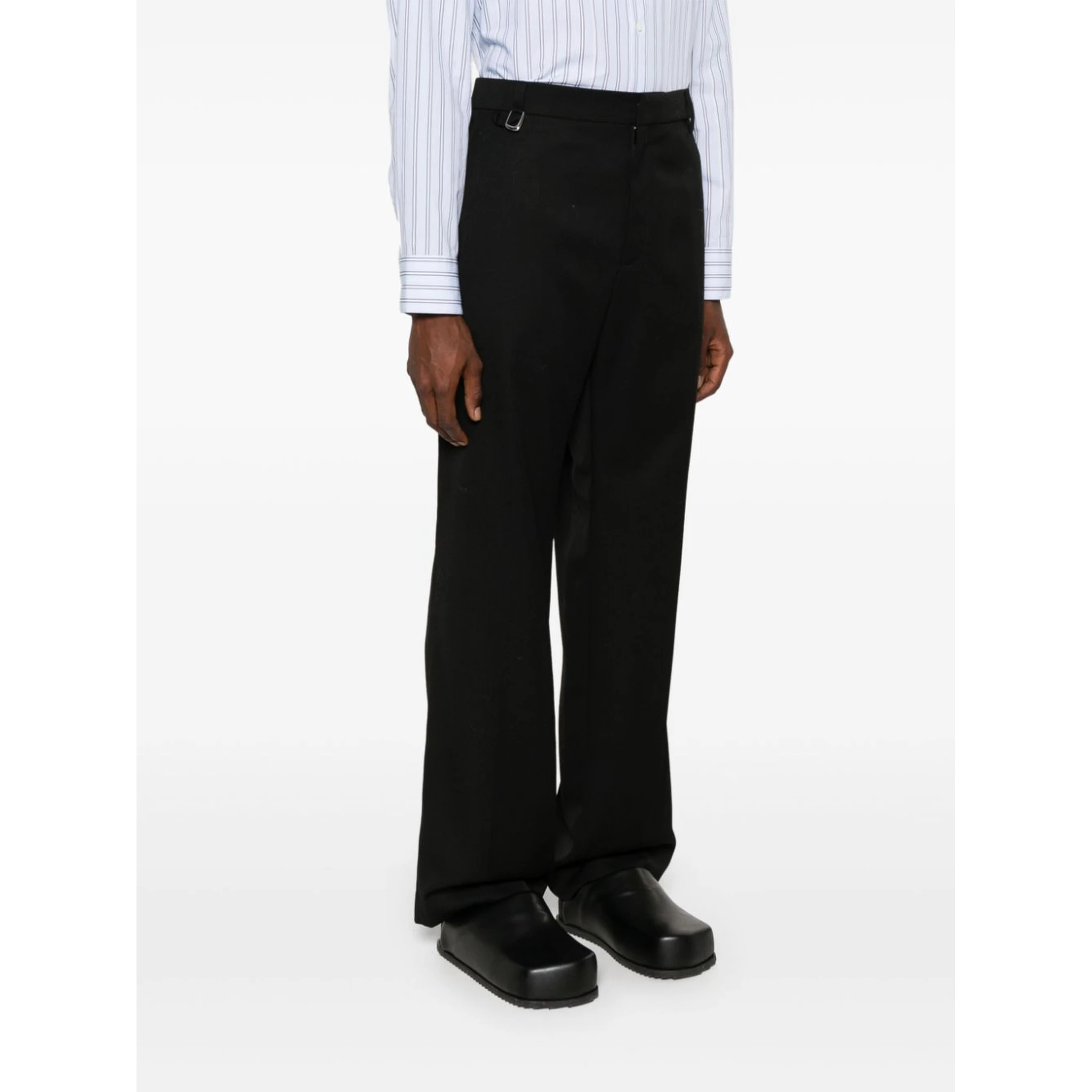 Luxurious Virgin Wool Trousers In Black