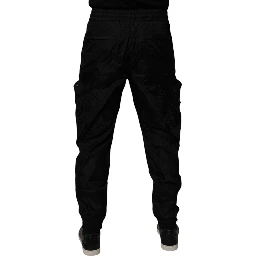 Black Nylon Cargo Jogger Men Sweatpants Pants