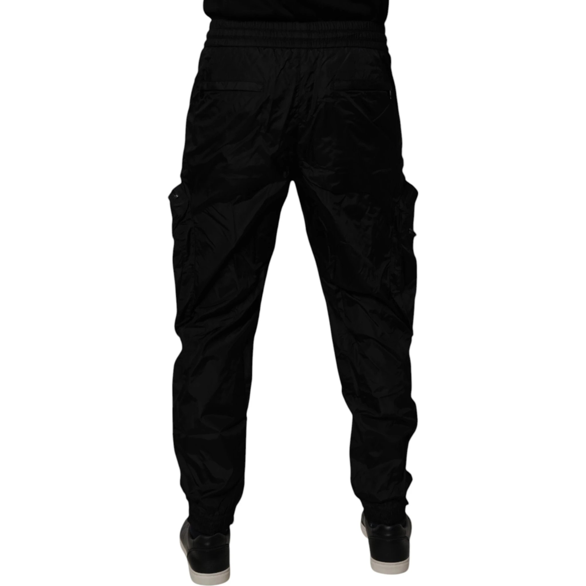 Black Nylon Cargo Jogger Men Sweatpants Pants