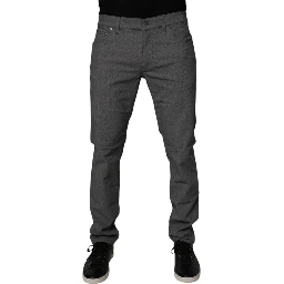 Gray Cotton Stretch Skinny Denim Jeans