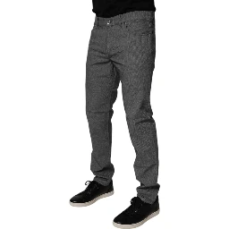 Gray Cotton Stretch Skinny Denim Jeans