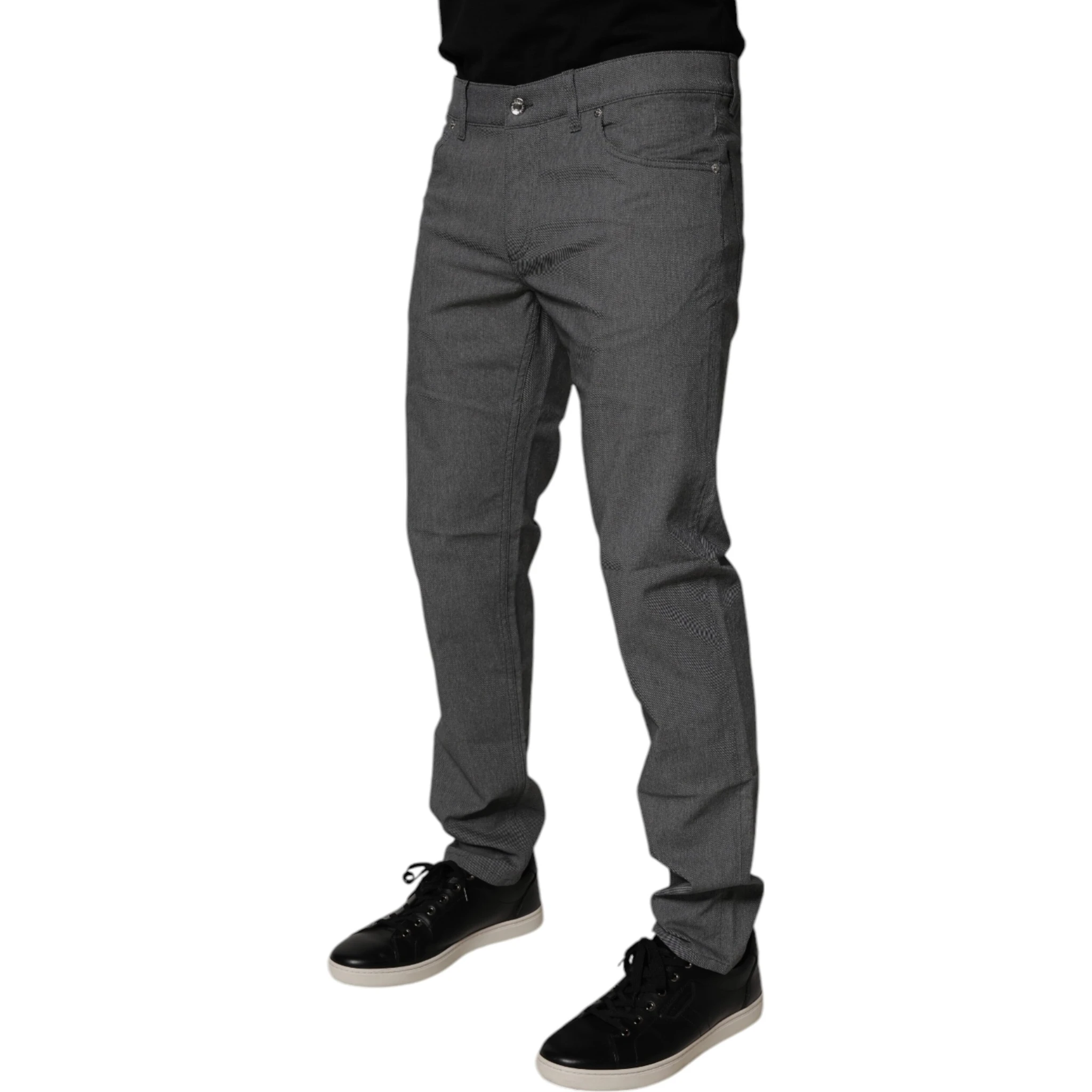 Gray Cotton Stretch Skinny Denim Jeans