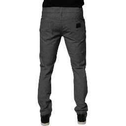 Gray Cotton Stretch Skinny Denim Jeans