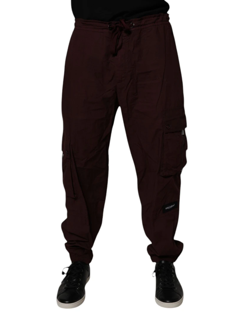 Maroon Cotton Cargo Jogger Sweatpants Pants