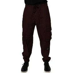 Maroon Cotton Cargo Jogger Sweatpants Pants