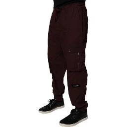 Maroon Cotton Cargo Jogger Sweatpants Pants