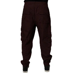 Maroon Cotton Cargo Jogger Sweatpants Pants